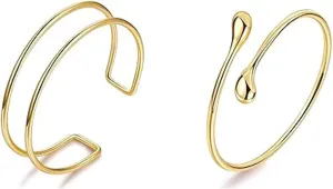 2Pcs Minimalist Simple Swirl Upper Arm Cuff Bracelets for Women Girls Arm Bangle Armlets Adjustable