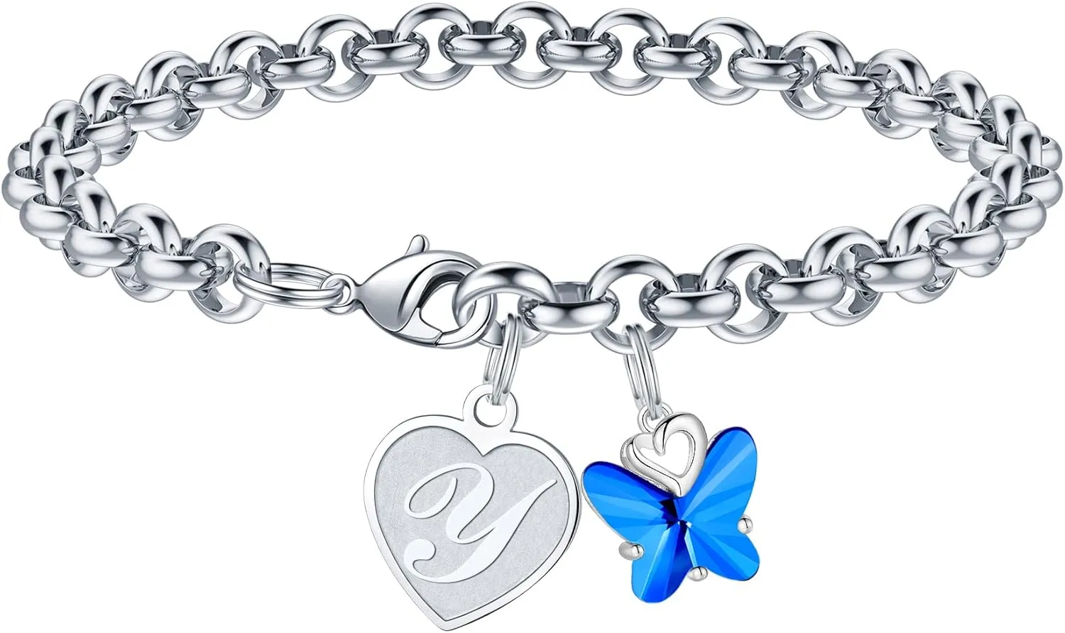 Butterfly Charm Bracelets for Girls, Heart Bracelets for Girls Initial Bracelets for Girls Butterfly Gifts for Girls Y Bracelets Charm Bracelets Butterfly Charm Bracelets for Girls Initial Bracelets