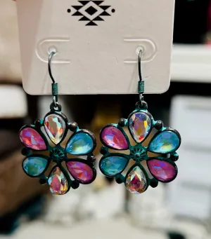 Cotton Candy Fashion Flower Earrings