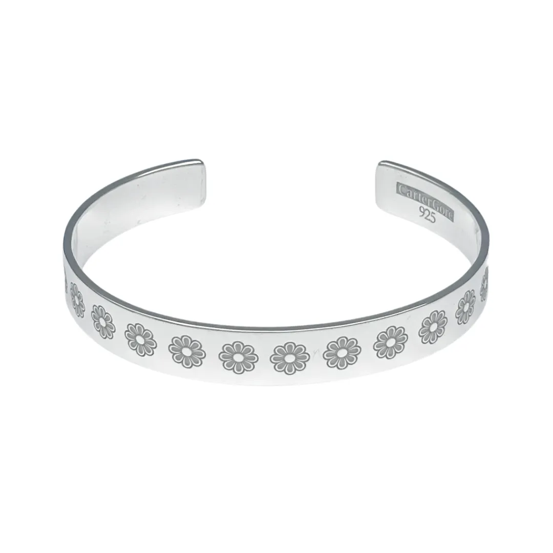 Daisy Flower Engraved Bangle