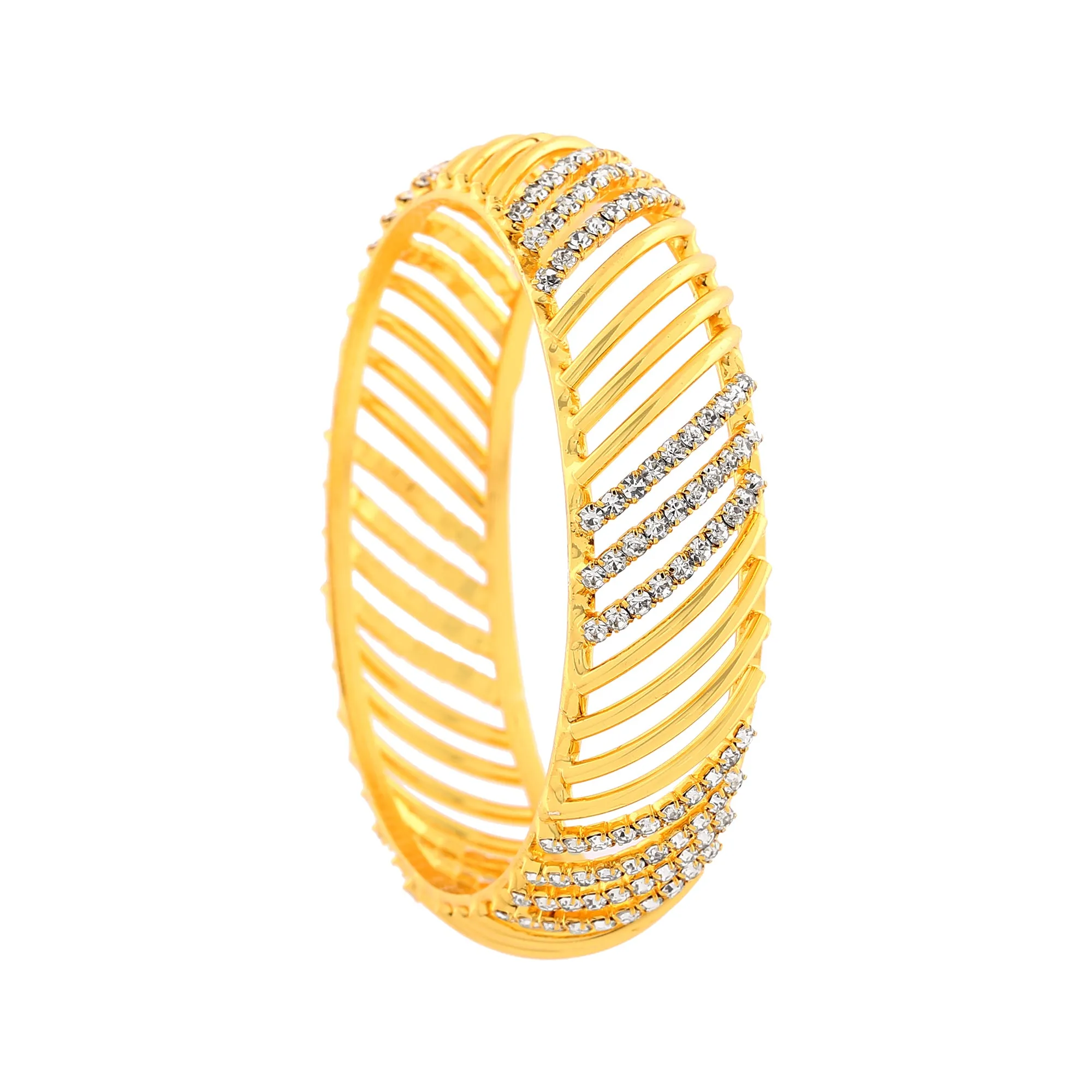 Estele Gold Plated Classic Designer Bangle with Crystals for Women