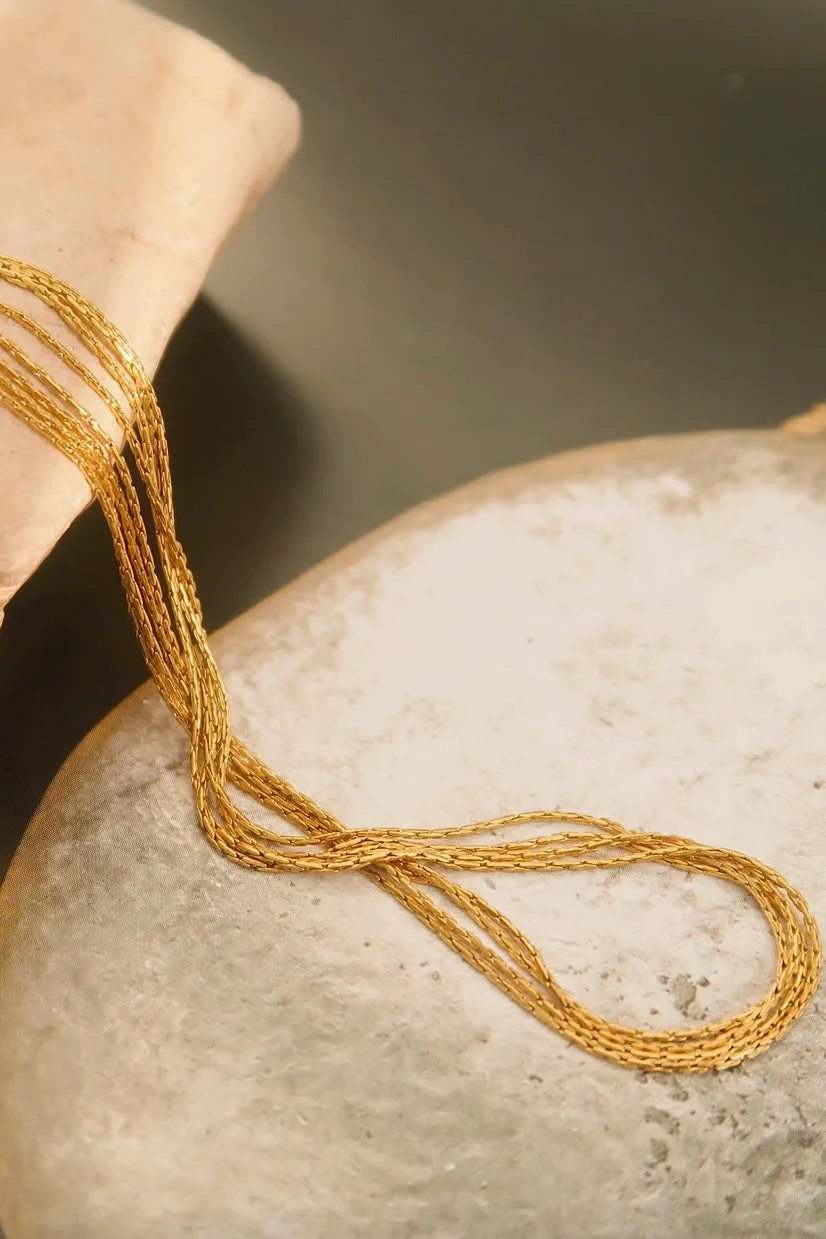 Gold Multi-Strand Chain  Herringbone Necklace