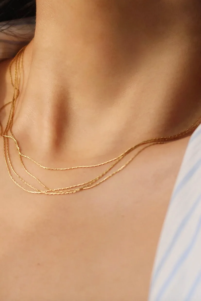 Gold Multi-Strand Chain  Herringbone Necklace
