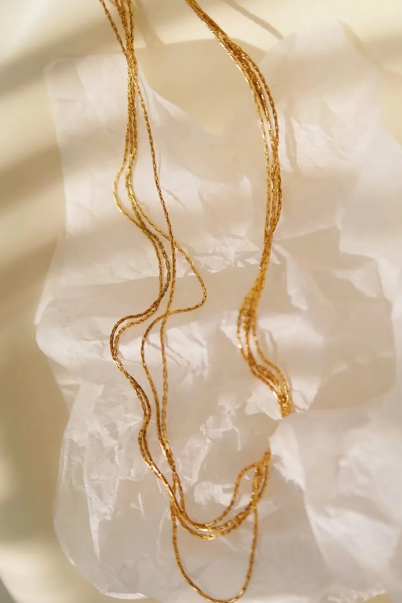 Gold Multi-Strand Chain  Herringbone Necklace