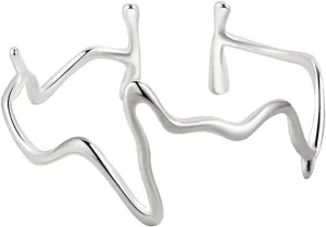 Handmade Bracelets 925 Sterling Silver Cuff Bangle Bracelets Fashion Simple Open Adjustable Bangles for Women