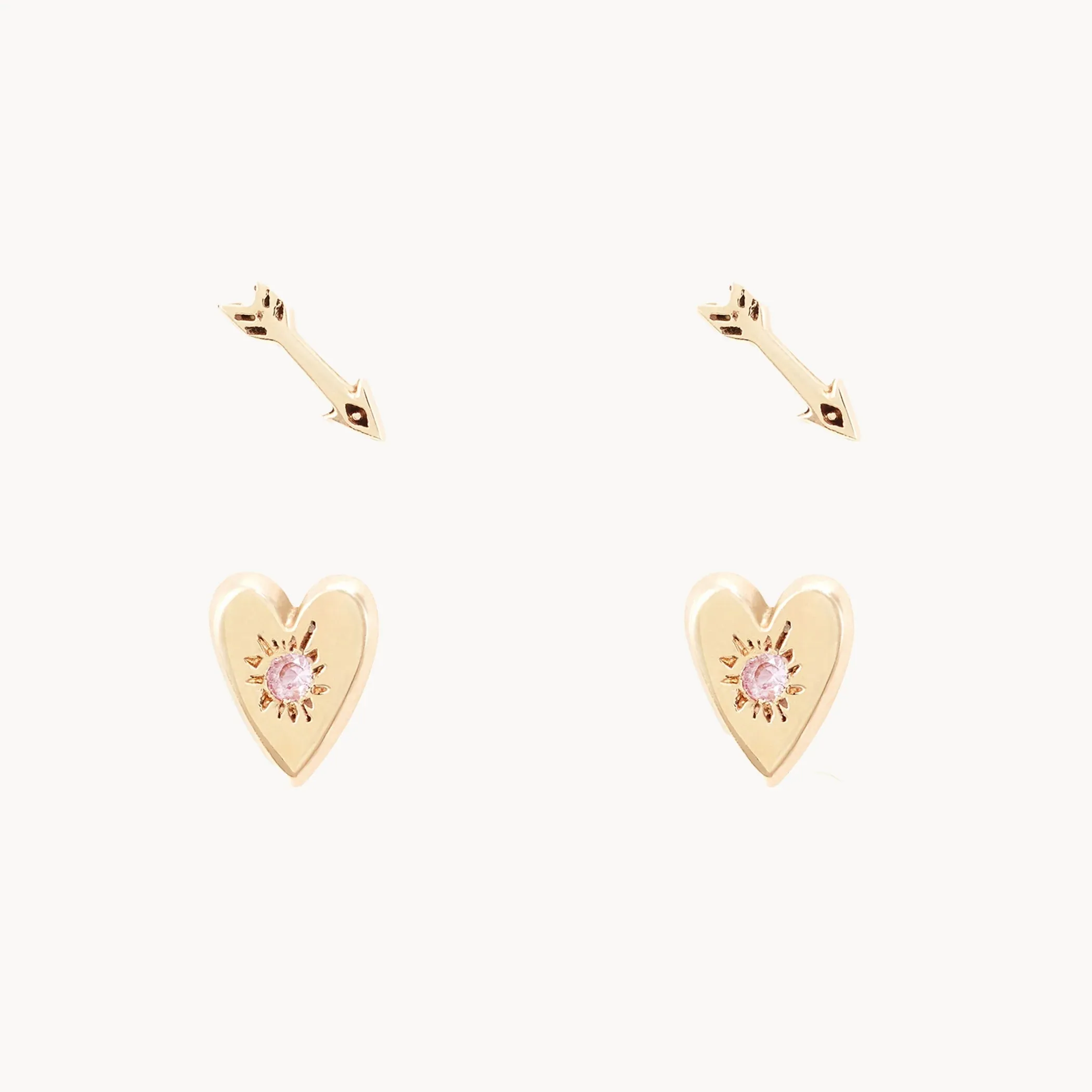 Heart and Arrow Reversible Flat Back Earrings