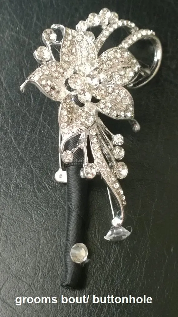 Heart brooch bouquet, jewel heart wedding bouquet.