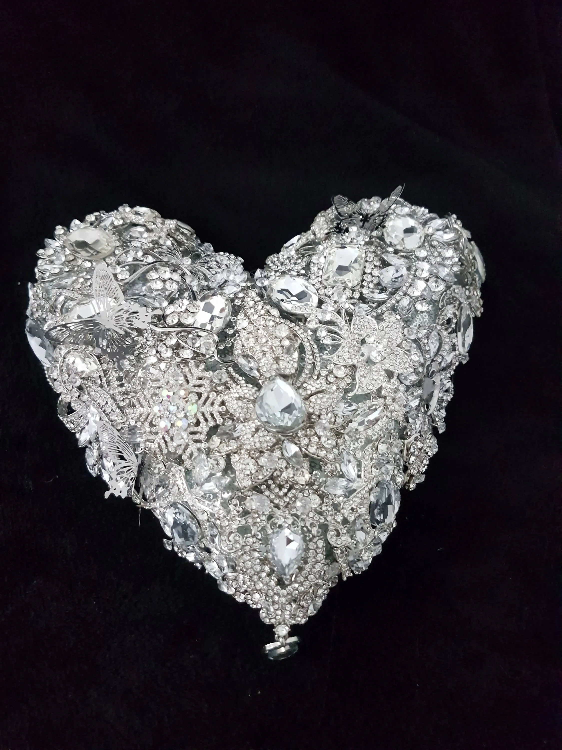 Heart brooch bouquet, jewel heart wedding bouquet.