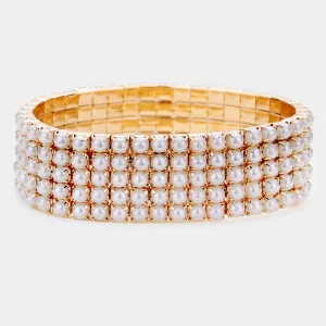 iLLASPARKZ 5 Row Pearl Stretch Bracelet