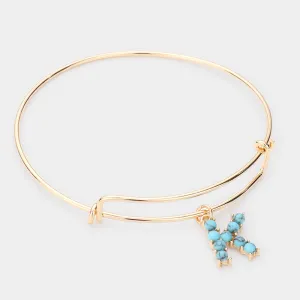 iLLASPARKZ -K- Turquoise Embellished Monogram Charm Bracelet