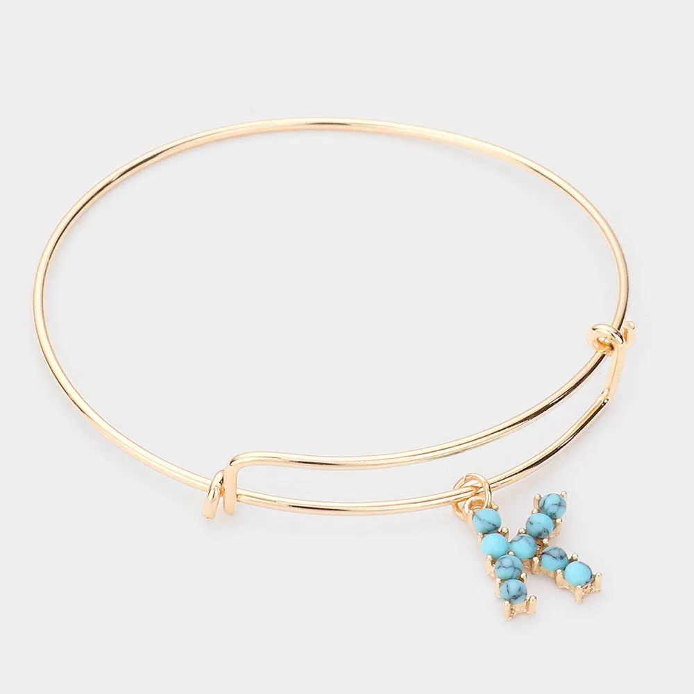 iLLASPARKZ -K- Turquoise Embellished Monogram Charm Bracelet