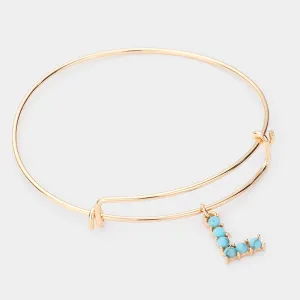 iLLASPARKZ -L- Turquoise Embellished Monogram Charm Bracelet
