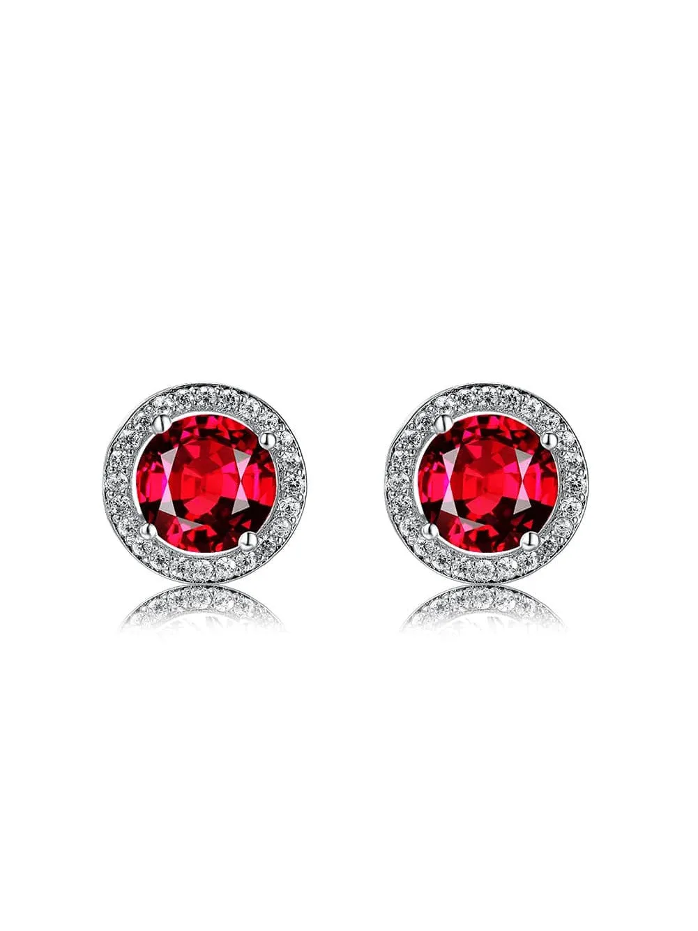Luxurious Classic Round Micro-Inlaid White Zircon Ear Studs for Women