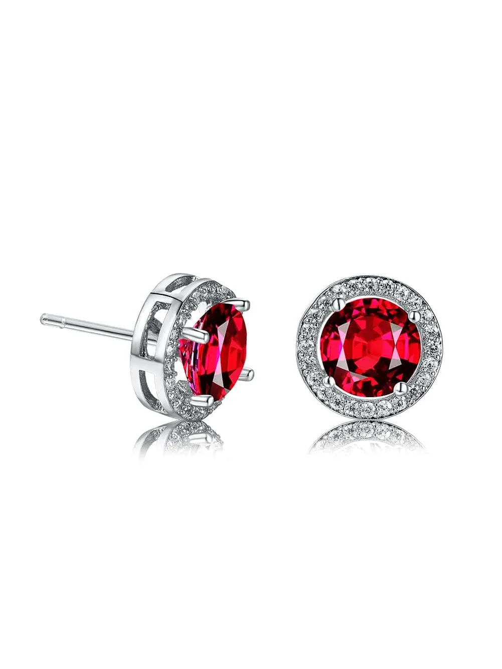 Luxurious Classic Round Micro-Inlaid White Zircon Ear Studs for Women