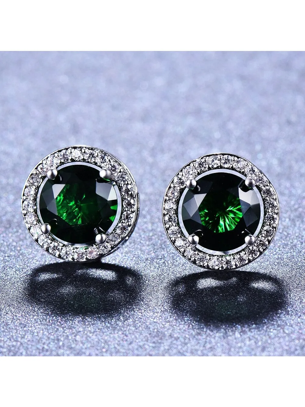 Luxurious Classic Round Micro-Inlaid White Zircon Ear Studs for Women