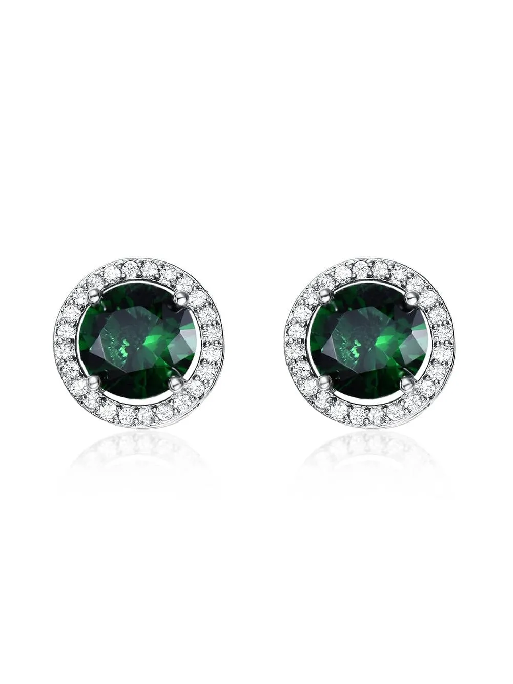 Luxurious Classic Round Micro-Inlaid White Zircon Ear Studs for Women