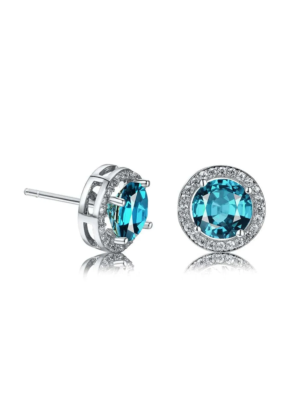 Luxurious Classic Round Micro-Inlaid White Zircon Ear Studs for Women