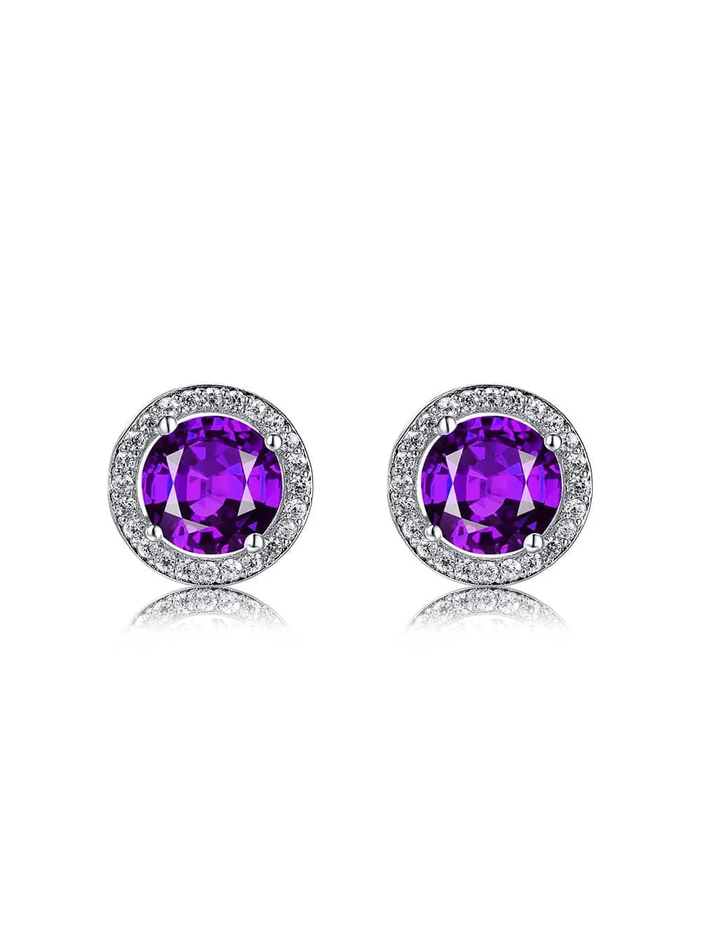 Luxurious Classic Round Micro-Inlaid White Zircon Ear Studs for Women
