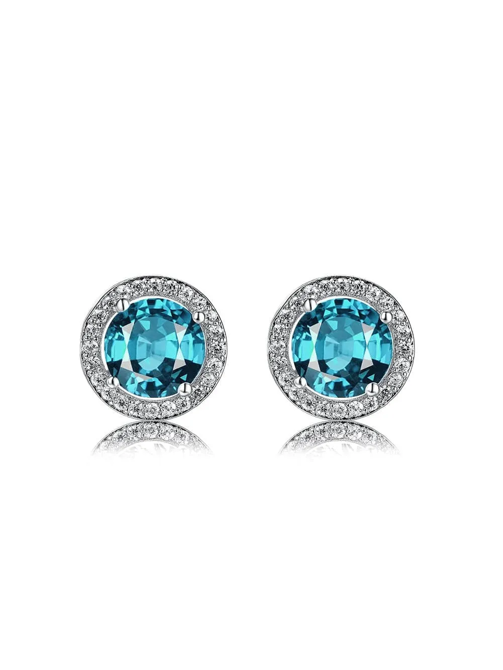 Luxurious Classic Round Micro-Inlaid White Zircon Ear Studs for Women