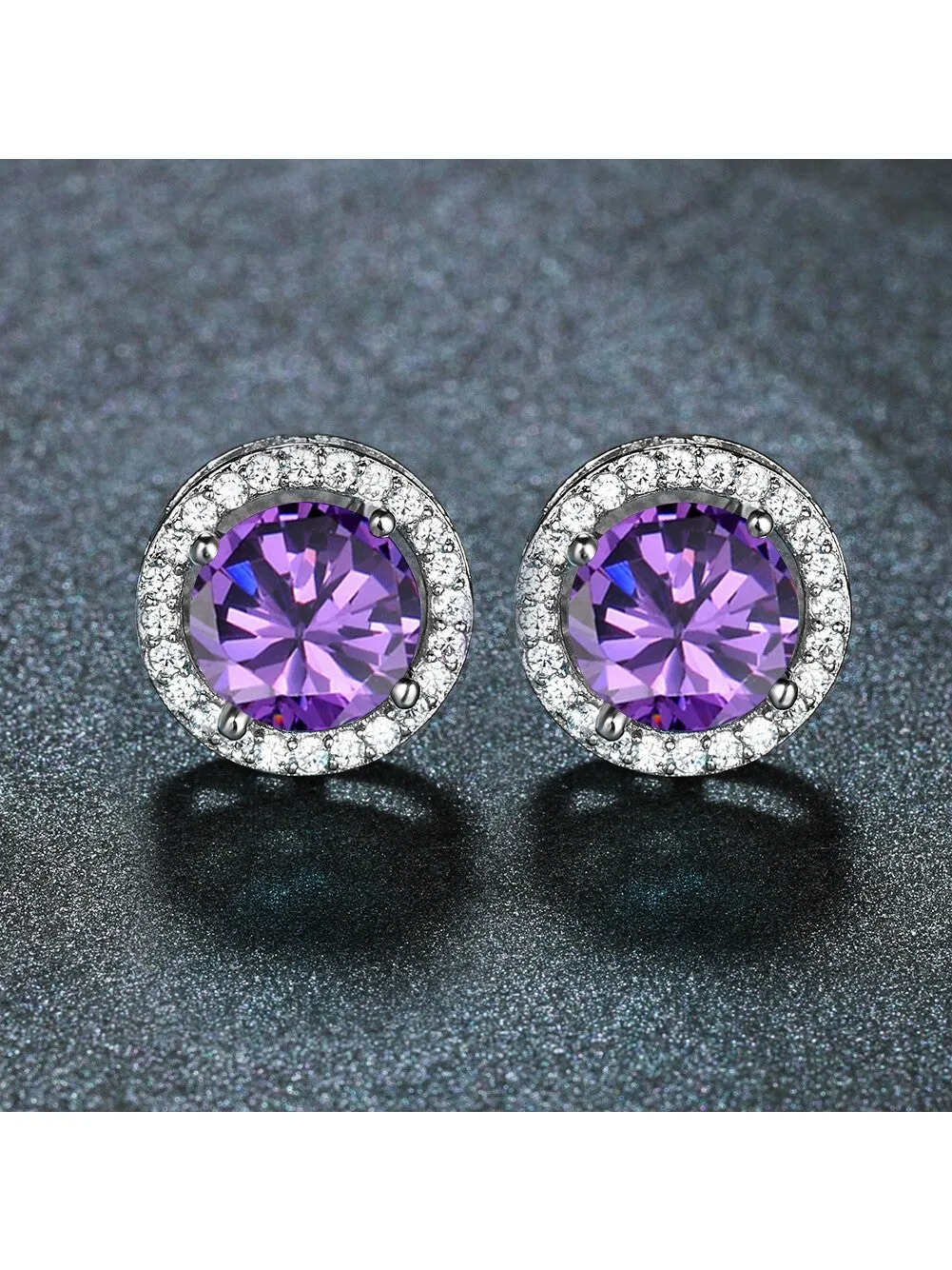 Luxurious Classic Round Micro-Inlaid White Zircon Ear Studs for Women