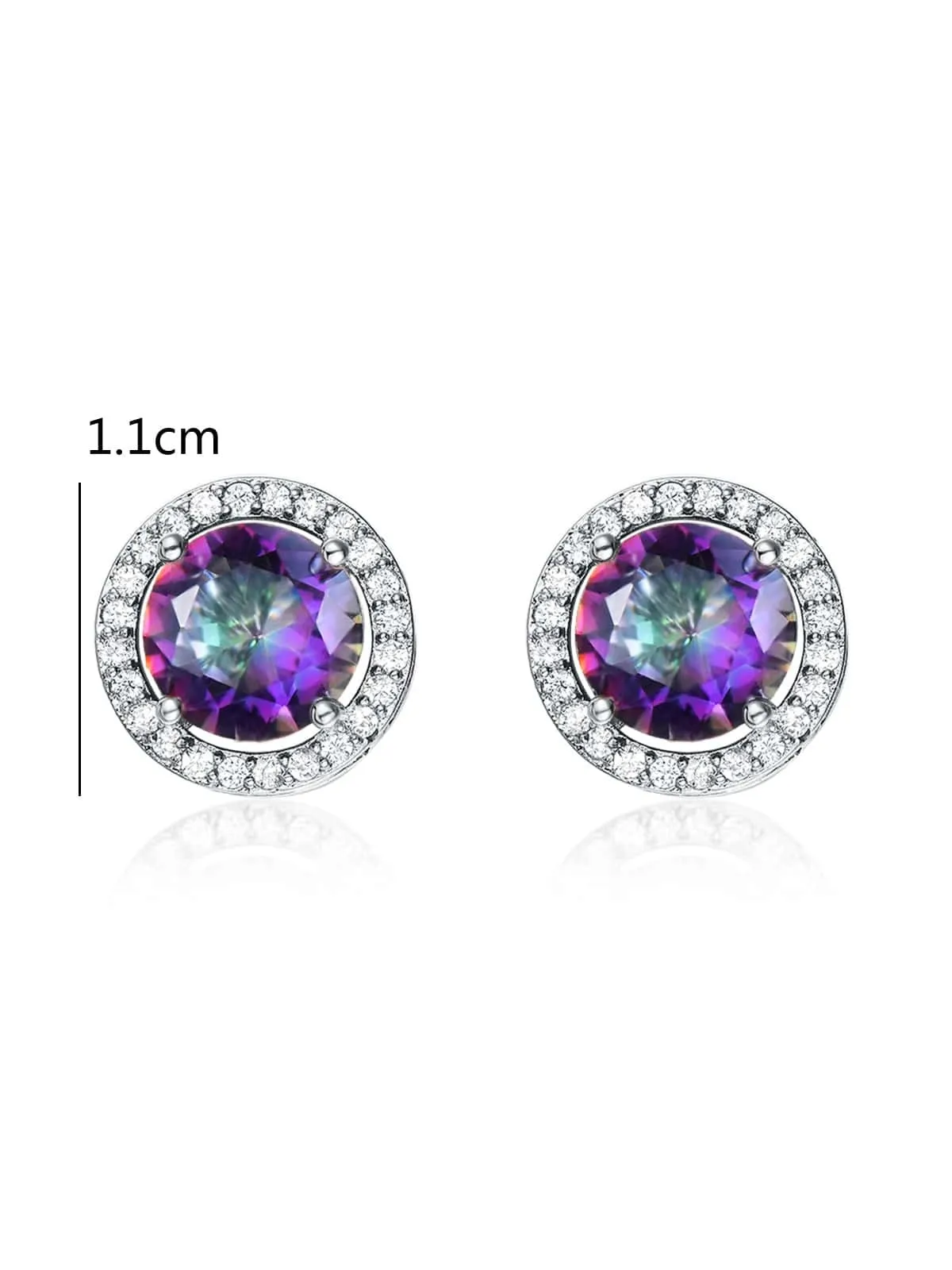 Luxurious Classic Round Micro-Inlaid White Zircon Ear Studs for Women