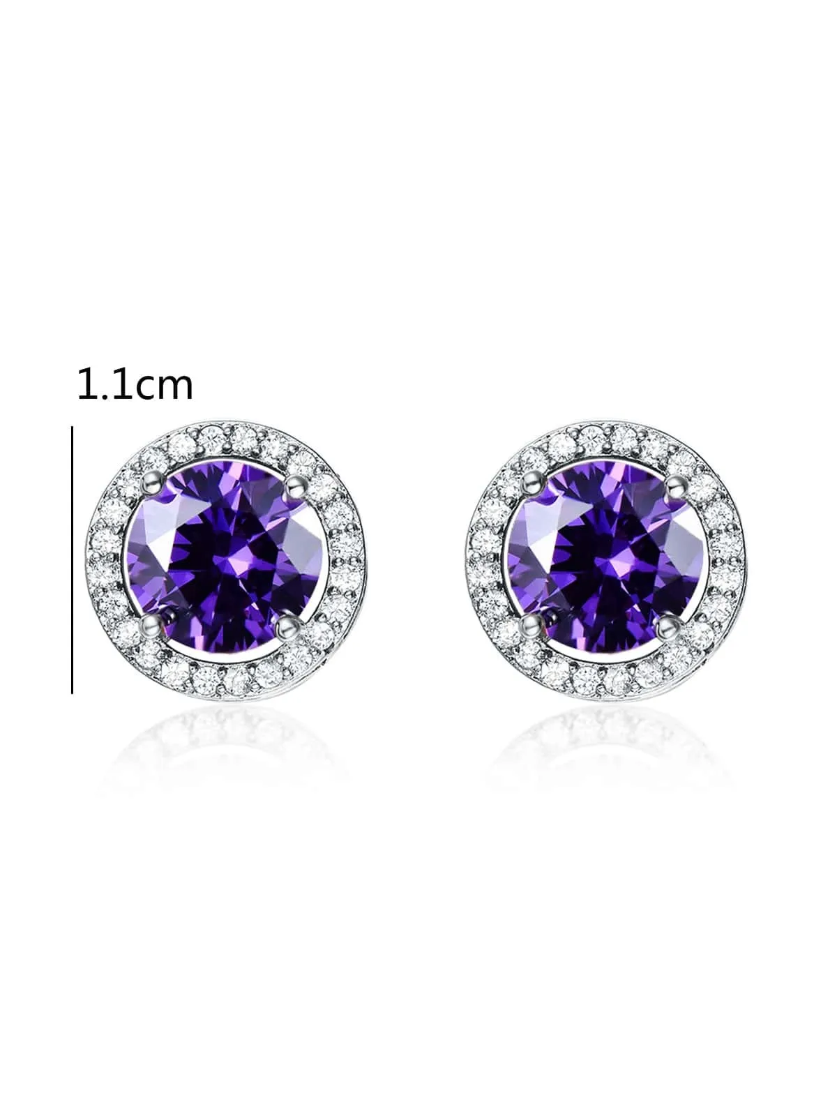 Luxurious Classic Round Micro-Inlaid White Zircon Ear Studs for Women