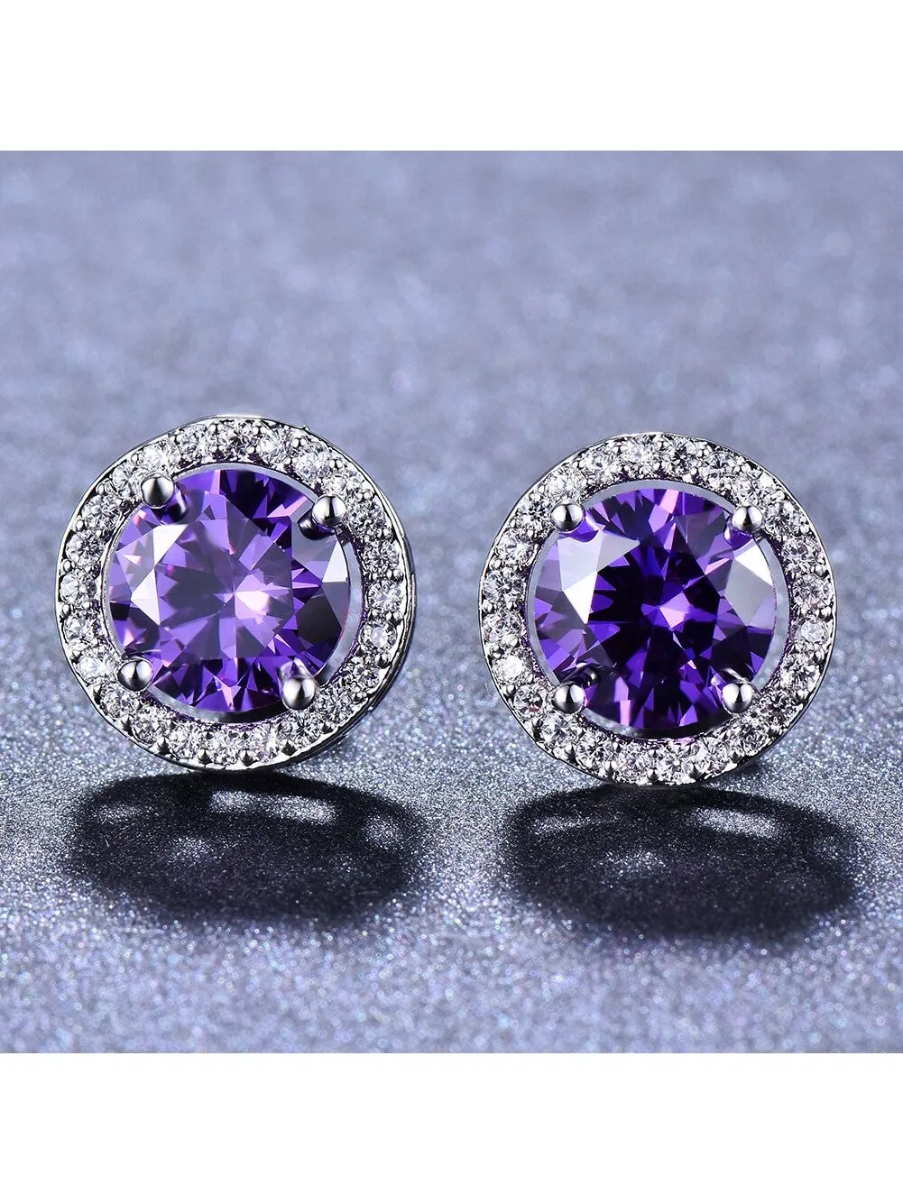 Luxurious Classic Round Micro-Inlaid White Zircon Ear Studs for Women