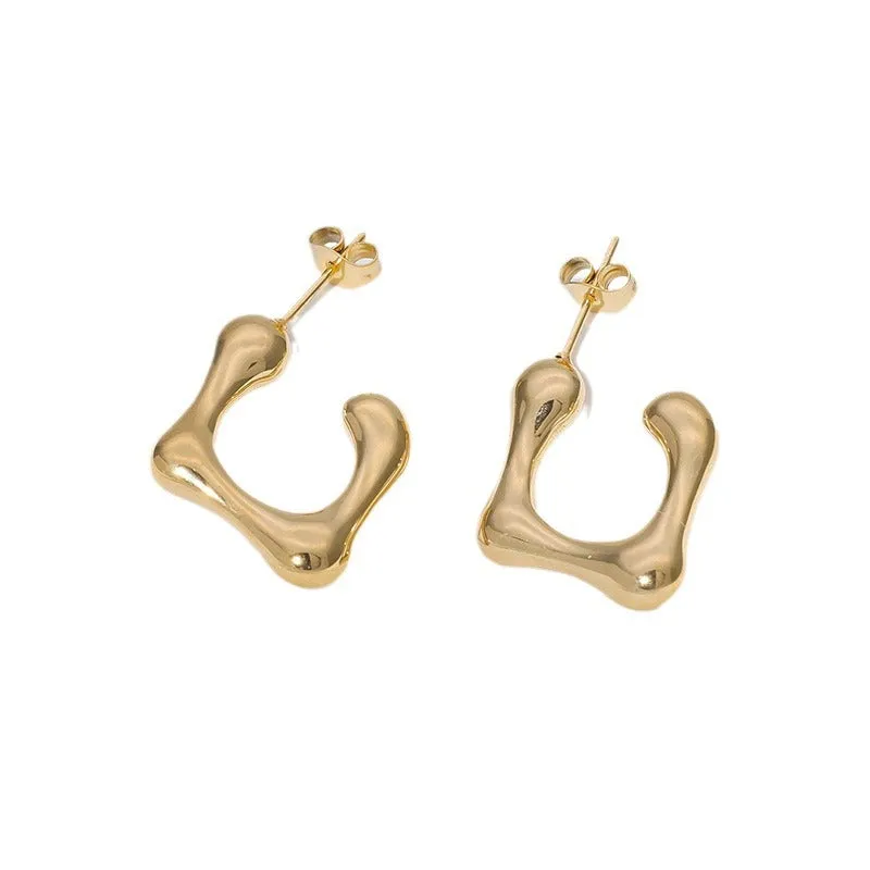 Luxurious Irregular Stainless Steel Electroplating Stud Earrings