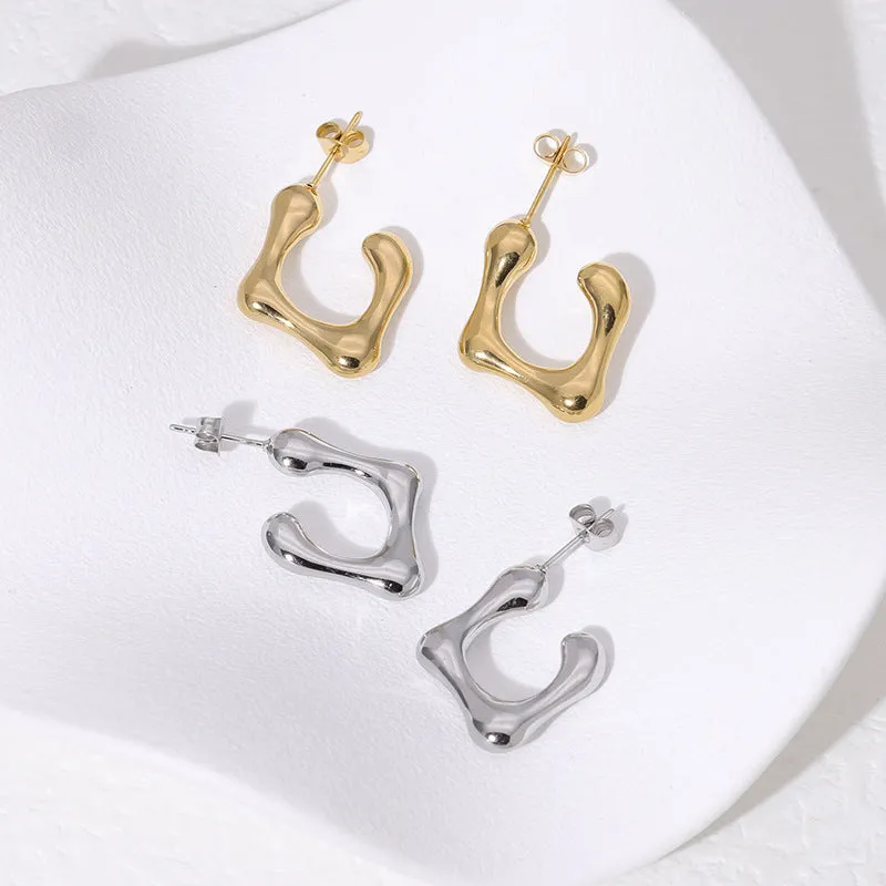 Luxurious Irregular Stainless Steel Electroplating Stud Earrings