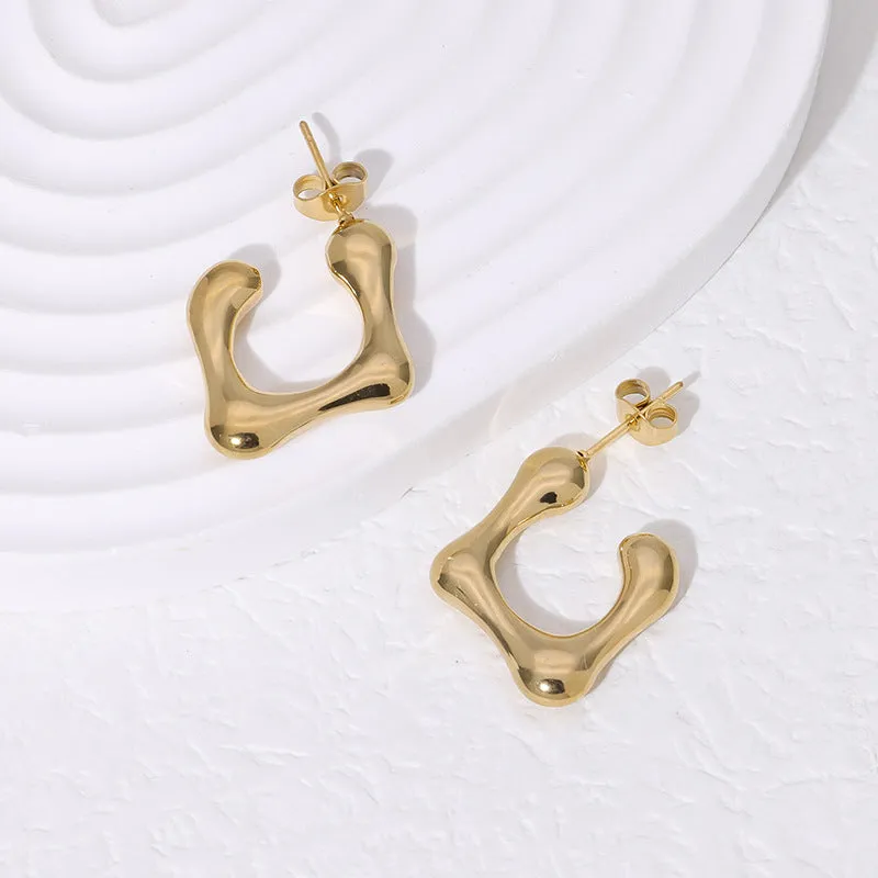 Luxurious Irregular Stainless Steel Electroplating Stud Earrings