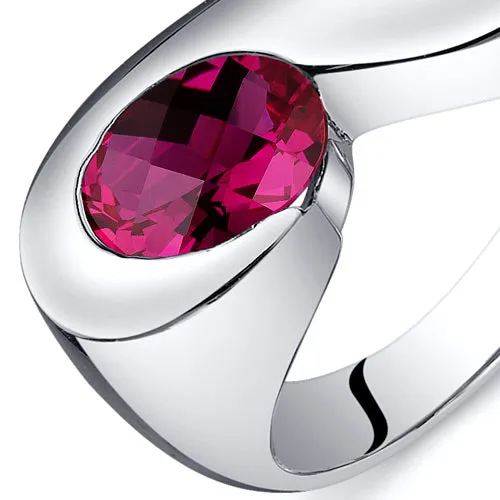 Ruby Oval Cut Sterling Silver Ring Size 7