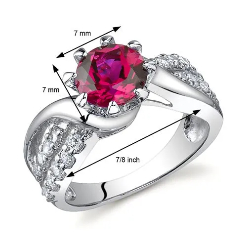 Ruby Round Cut Sterling Silver Ring Size 6