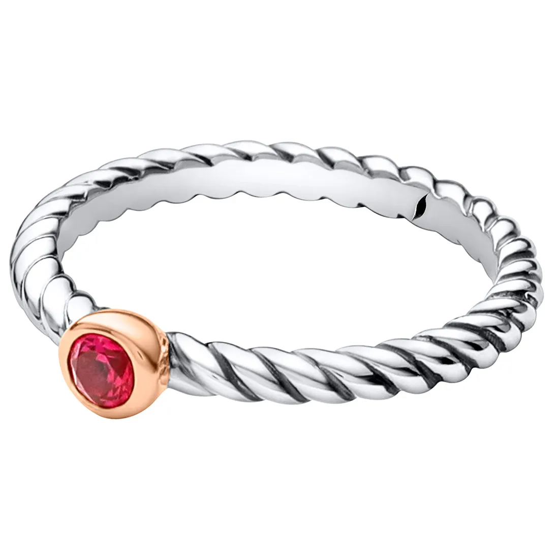 Ruby Round Cut Sterling Silver Ring Size 7