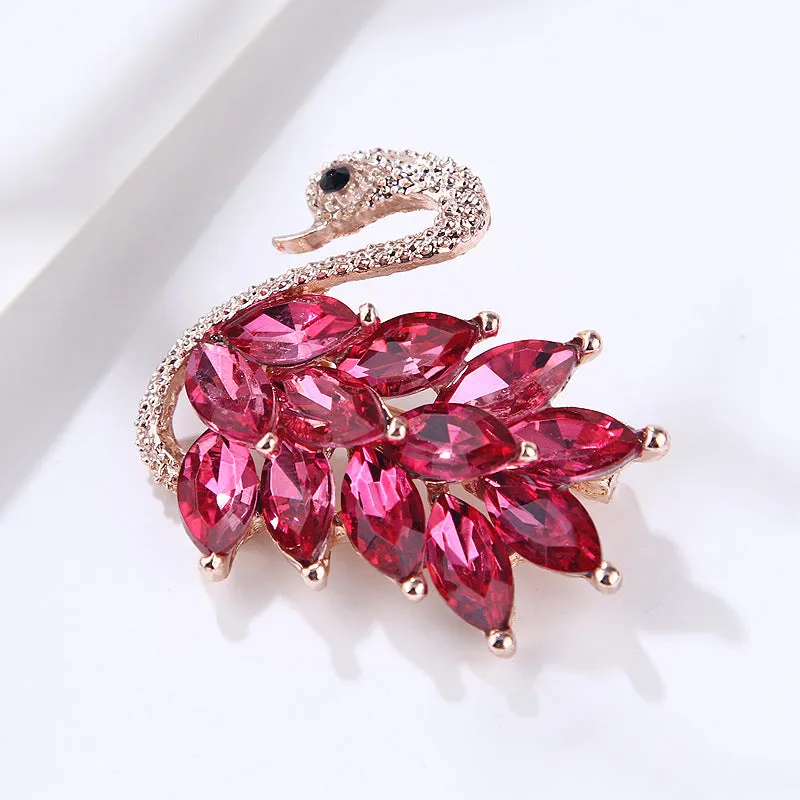 SB365 - Crystal swan brooch