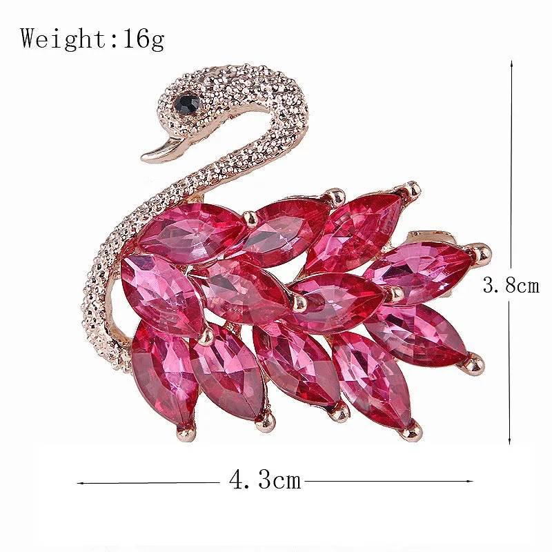 SB365 - Crystal swan brooch