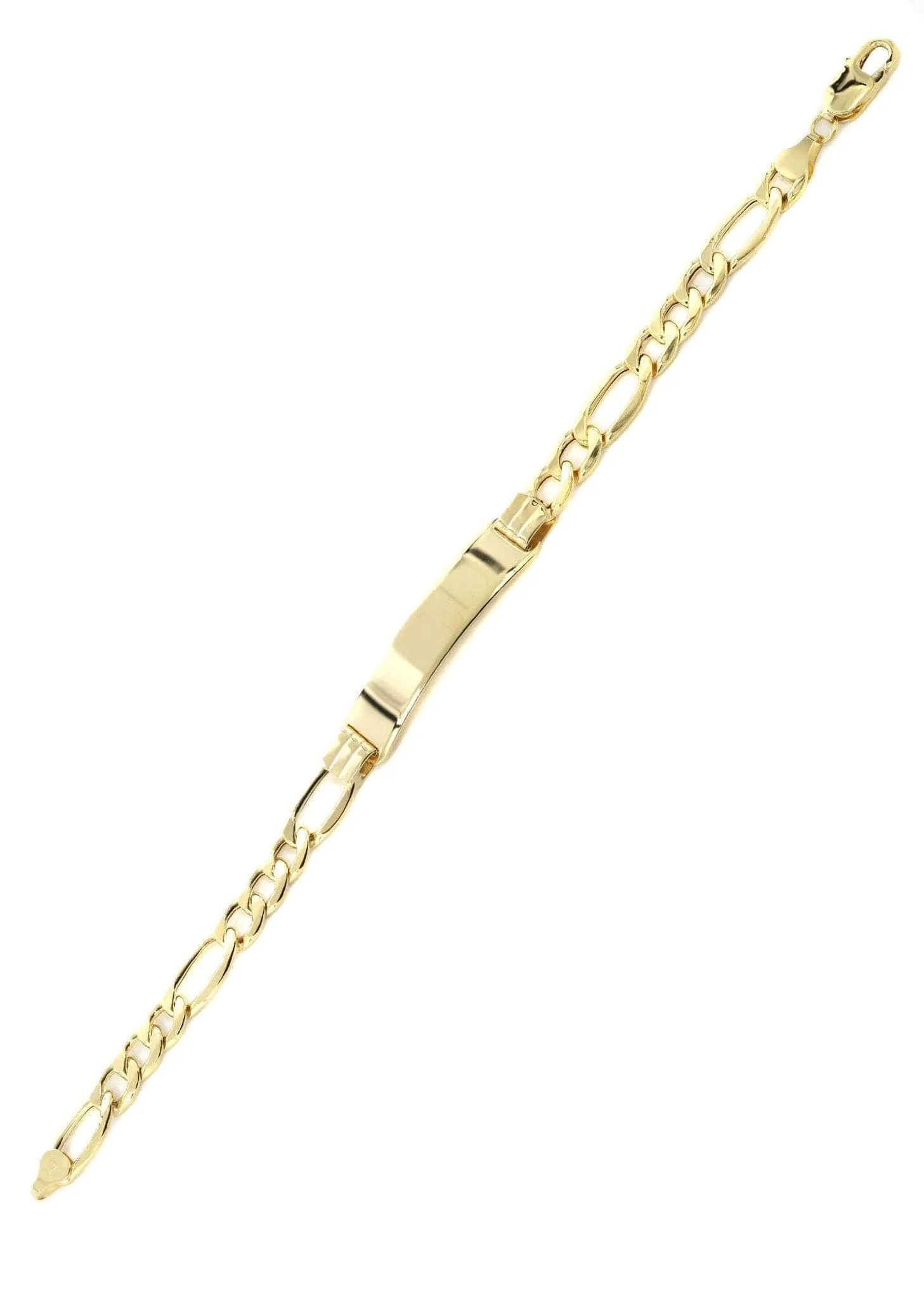 Semi Solid  Id Figaro Bracelet 10K Yellow Gold Women
