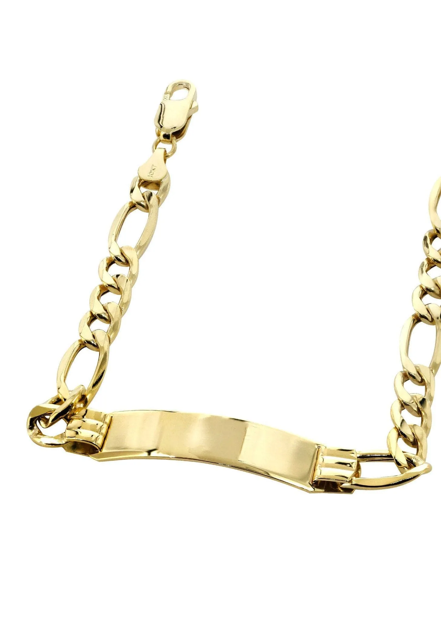 Semi Solid  Id Figaro Bracelet 10K Yellow Gold Women
