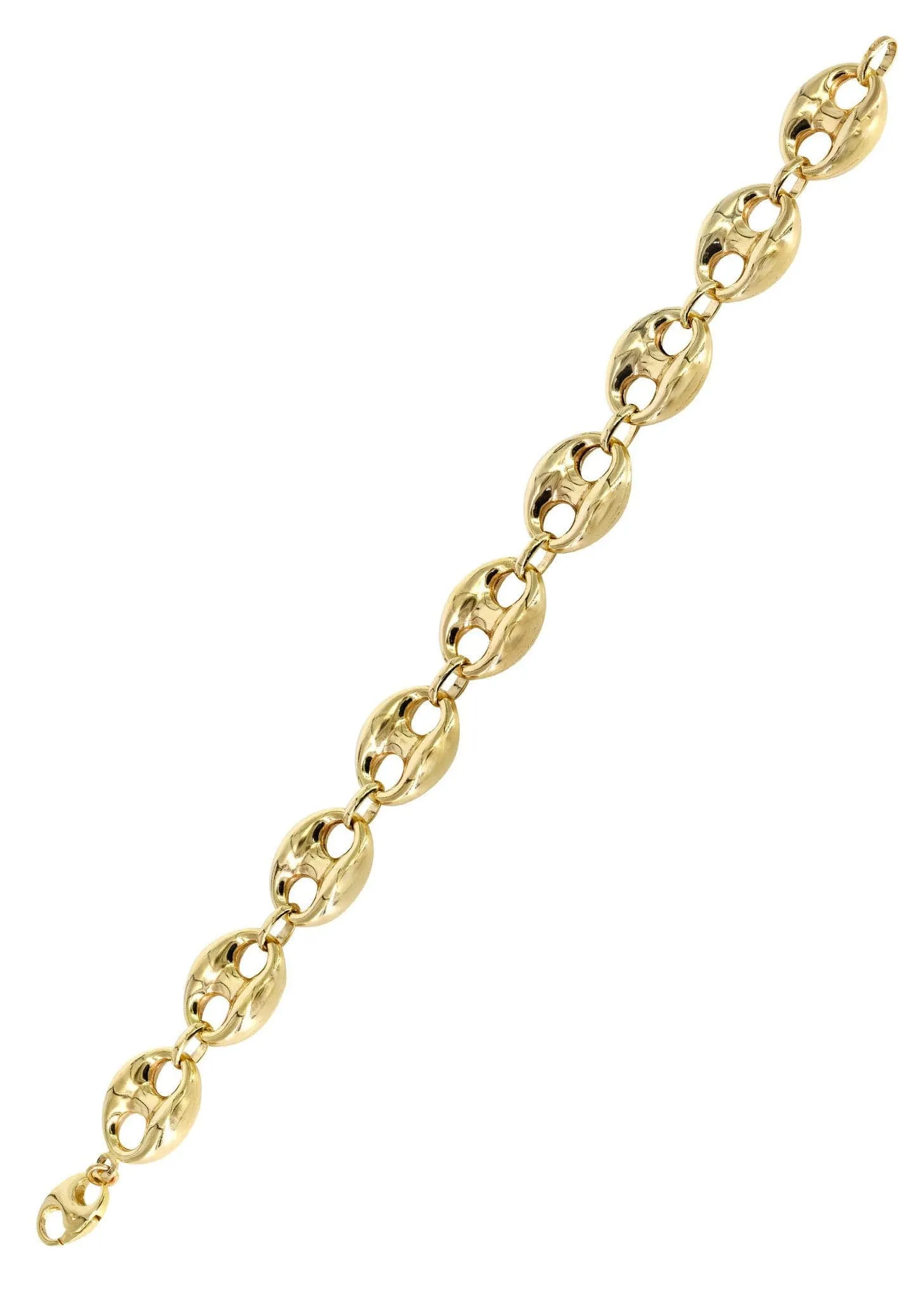 Semi Solid  Mens Puff Bracelet 10K Yellow Gold