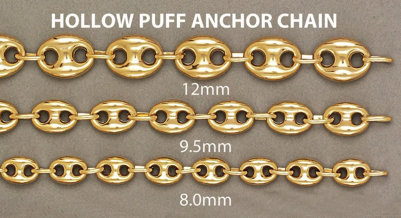 Semi Solid  Mens Puff Bracelet 10K Yellow Gold