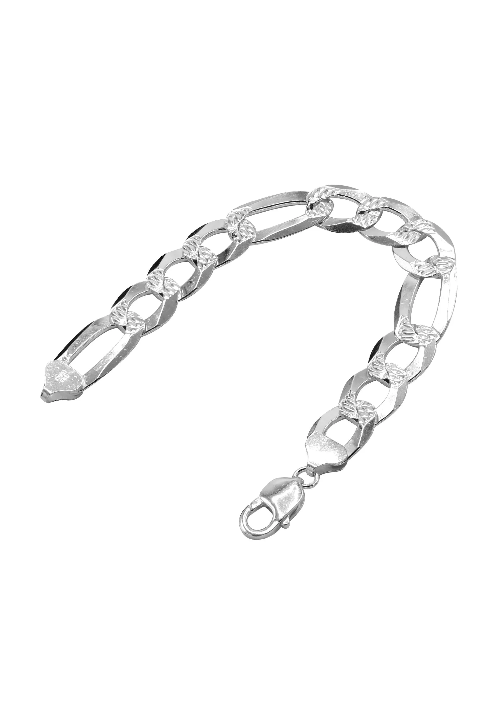 Silver Diamond Cut Figaro Bracelet
