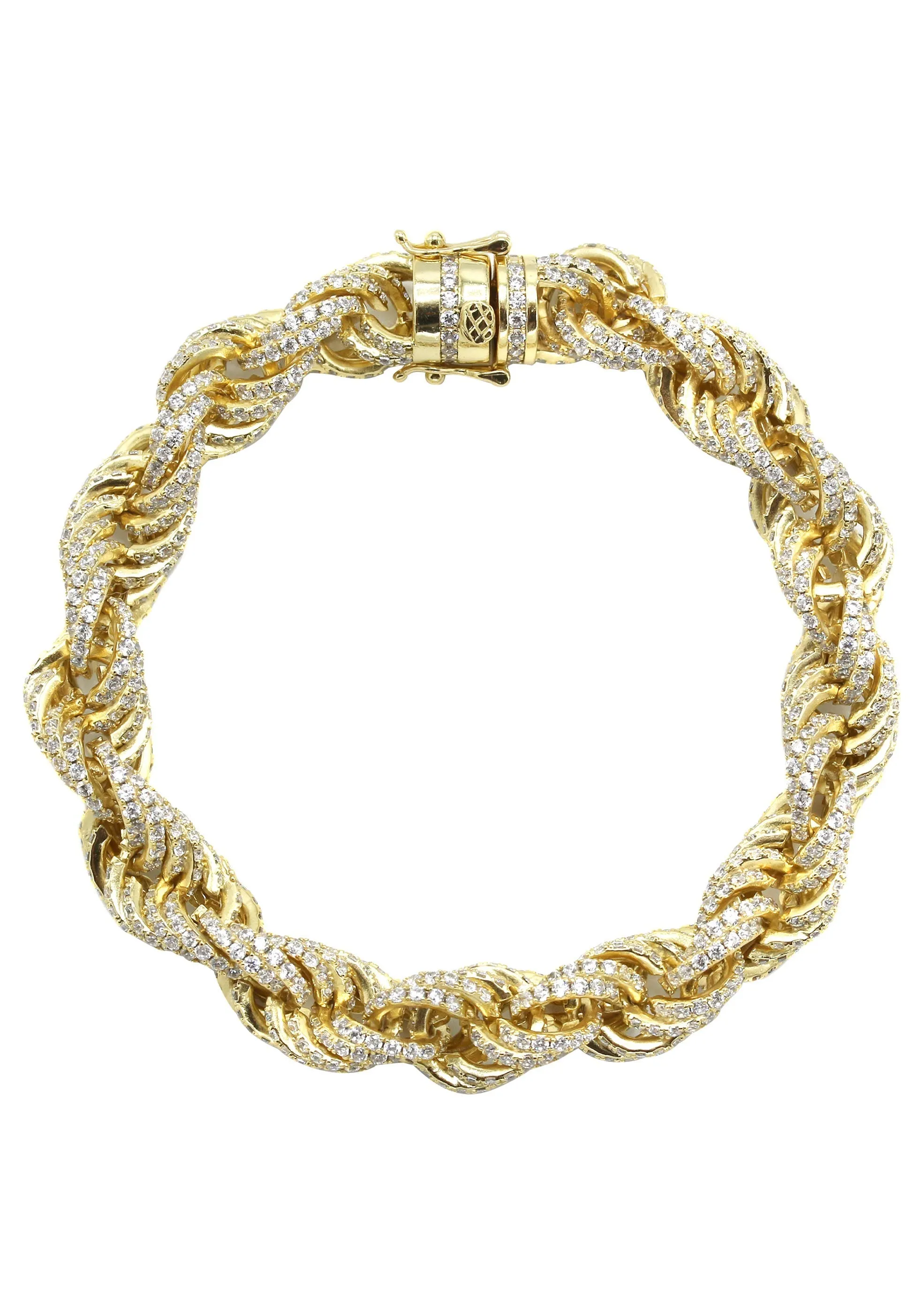 Silver Gold Iced Out Rope Bracelet