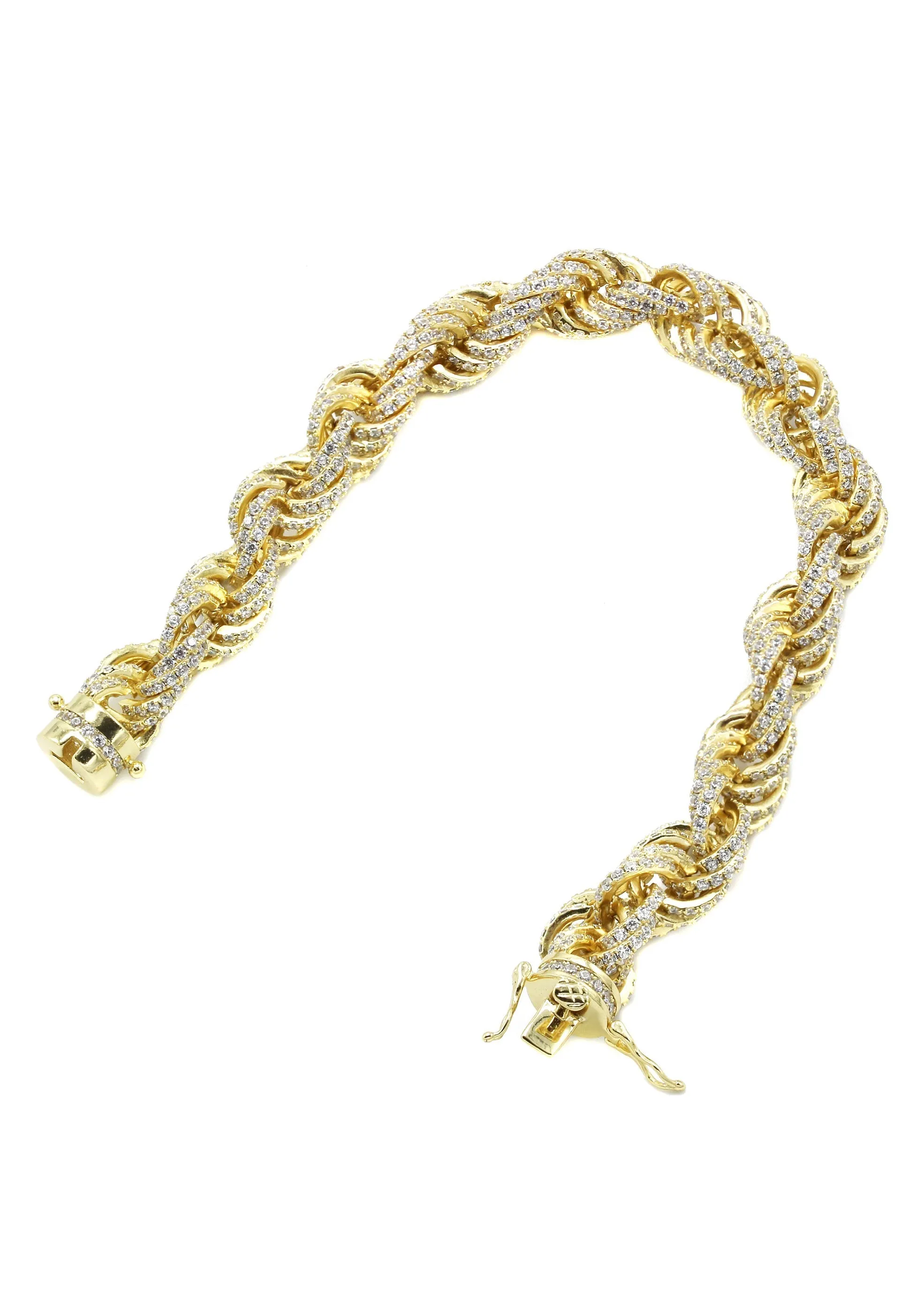 Silver Gold Iced Out Rope Bracelet