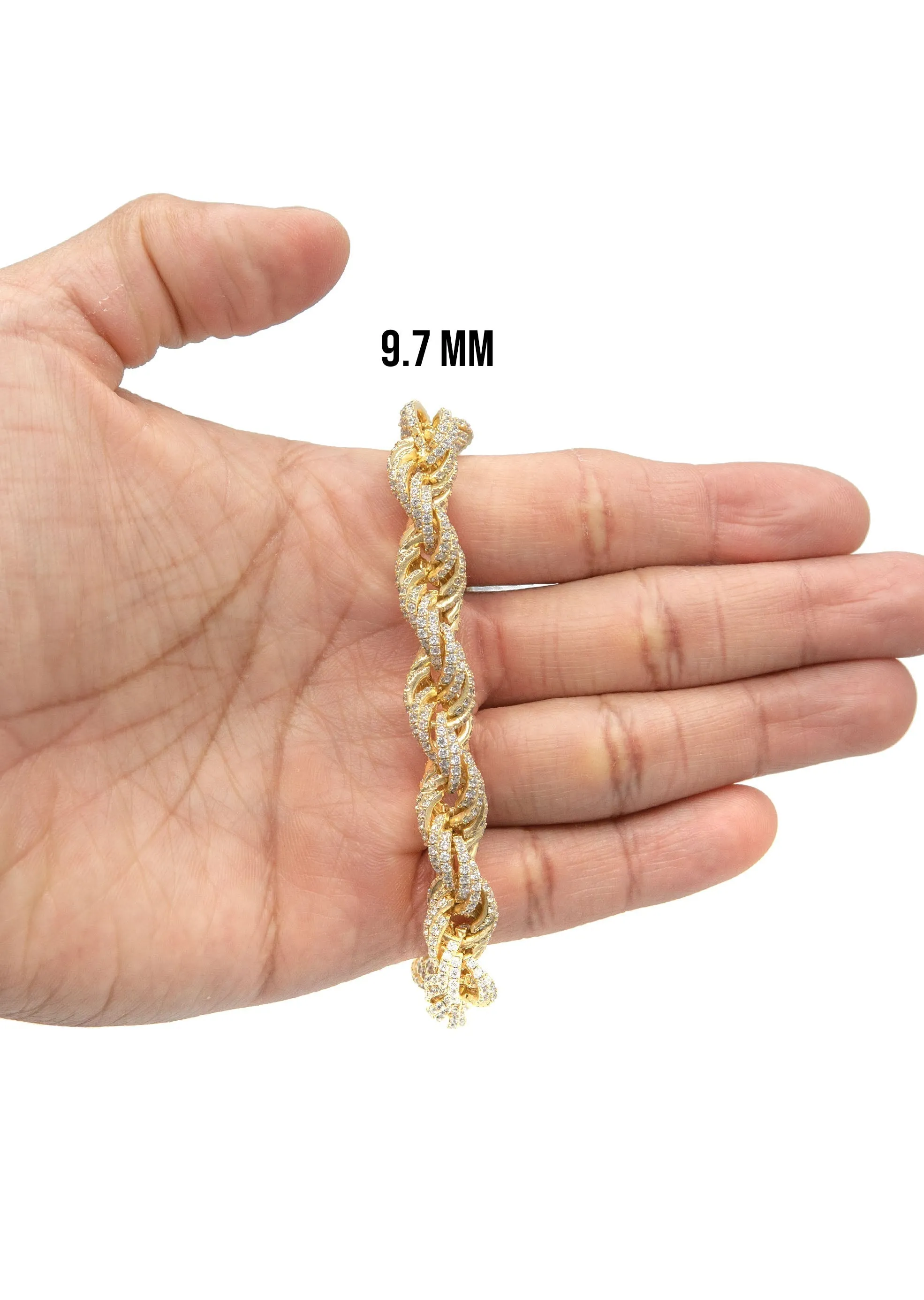 Silver Gold Iced Out Rope Bracelet