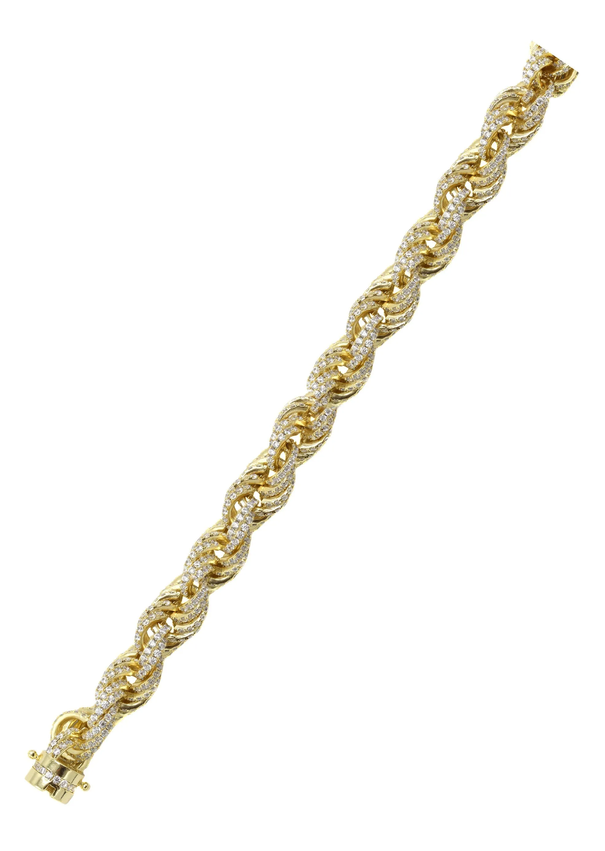 Silver Gold Iced Out Rope Bracelet