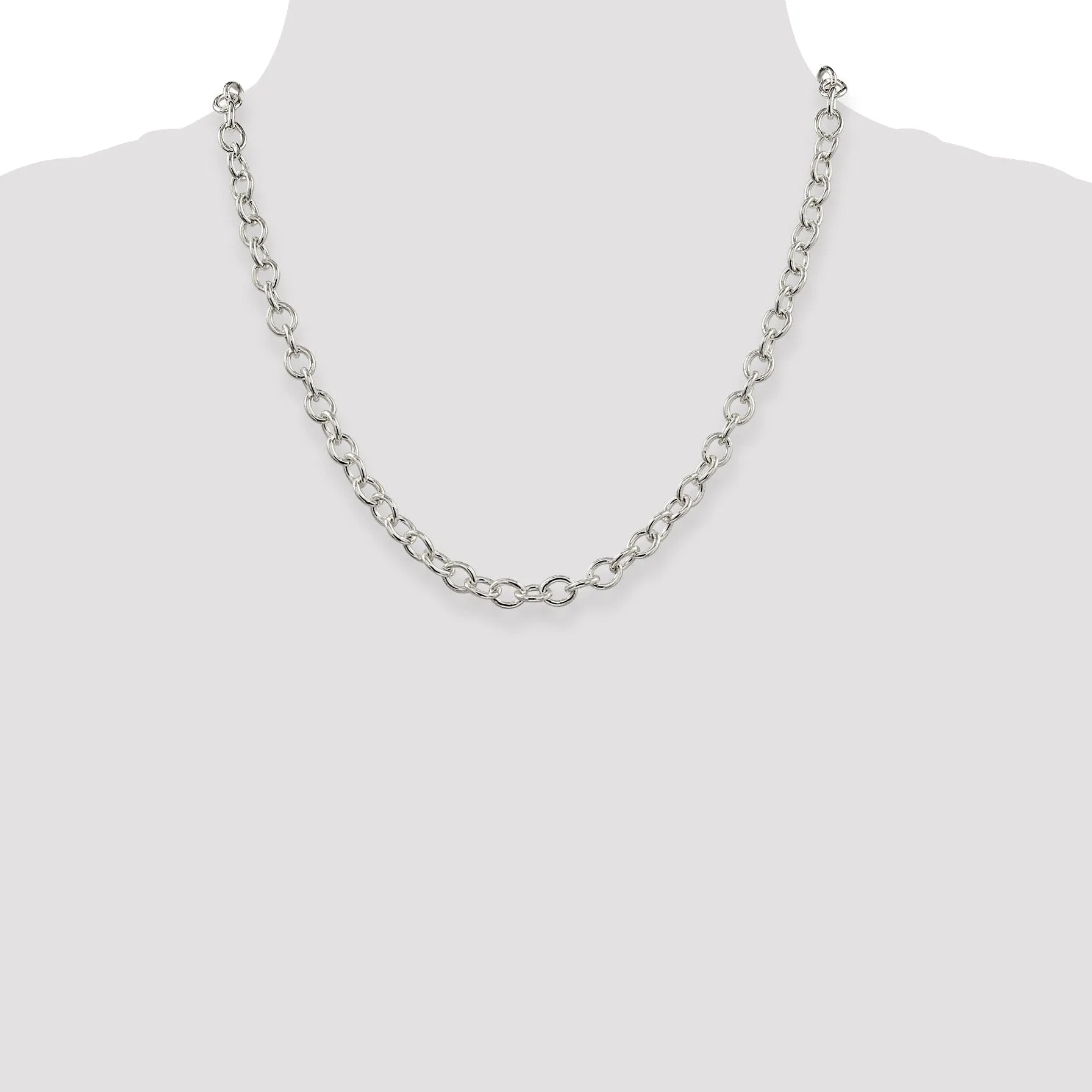 Silver Polished 6.80-mm Oval Cable chain