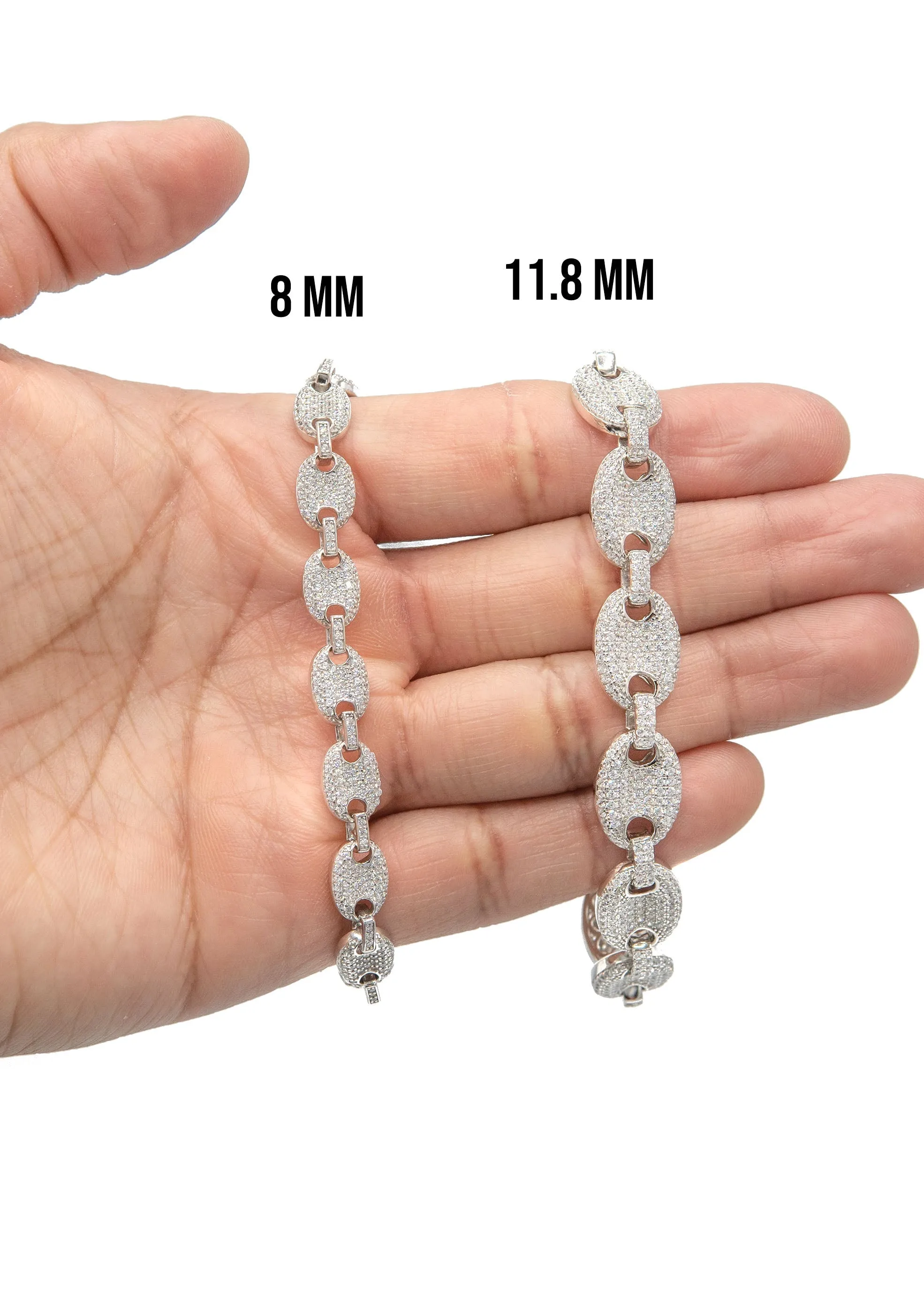 Silver White Iced Puff Bracelet