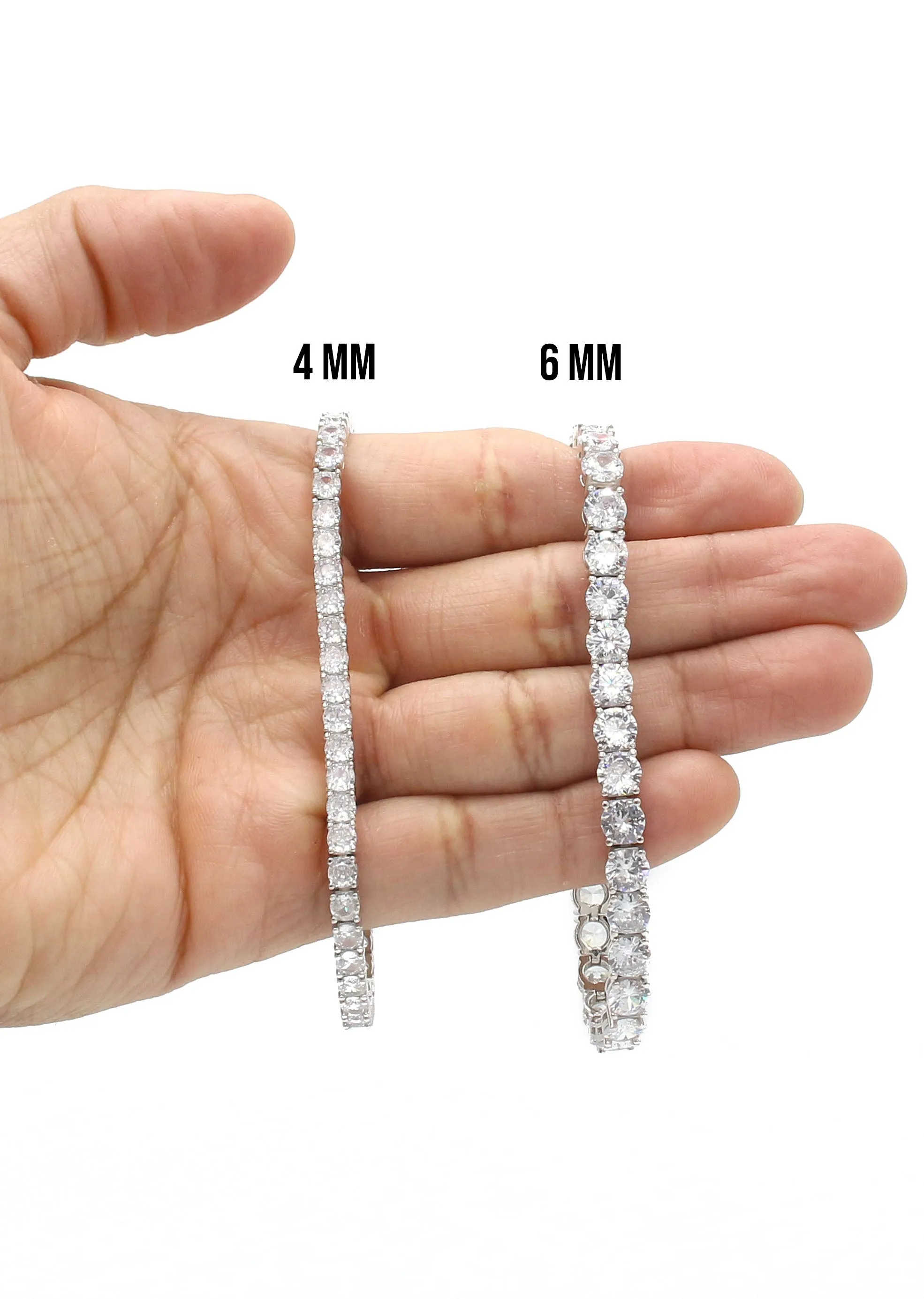 Silver White Tennis Bracelet / 4 MM