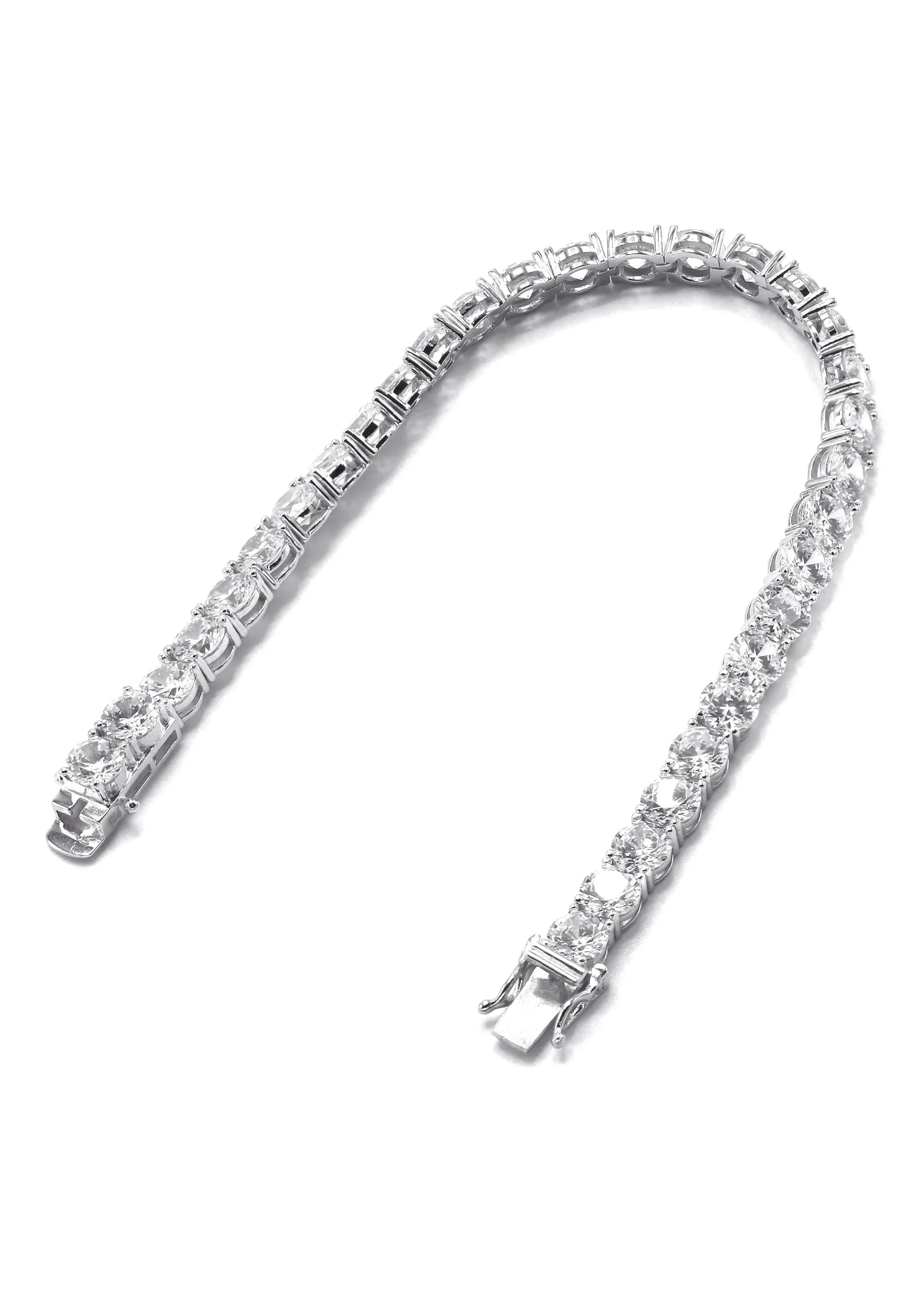 Silver White Tennis Bracelet / 4 MM