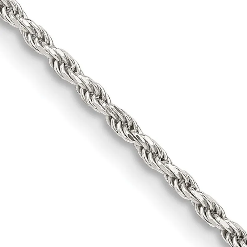 Sterling Silver 1.7mm Diamond-cut Rope Chain Necklace