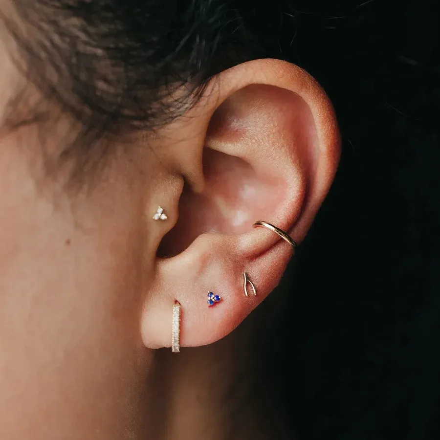 Tripod Blue Sapphire Earring (14K Gold)